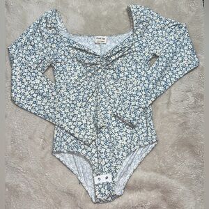 Women’s Floral Bodysuit Long Sleeve Top